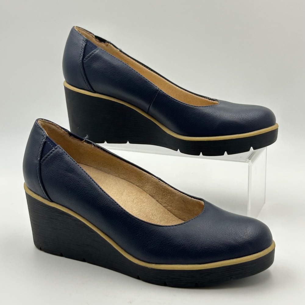 Soul Naturalizer About‎ time Wedge Pump Women 6.5 Navy Platform Lug Sole Shoes